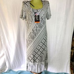 Vintage Helen Blake Formal Fringed Dress. Size 14